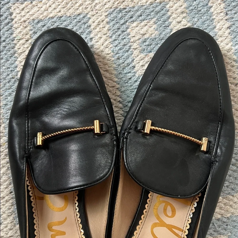 Sam Edelman Linnie Gold Bit Black Leather Loafers - Picture 3 of 5